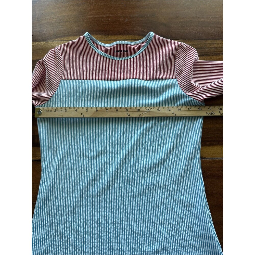 Lands End Women's Swim Tee Rash Guard UPF 50 Size XS Striped Colorblock - Picture 5 of 9